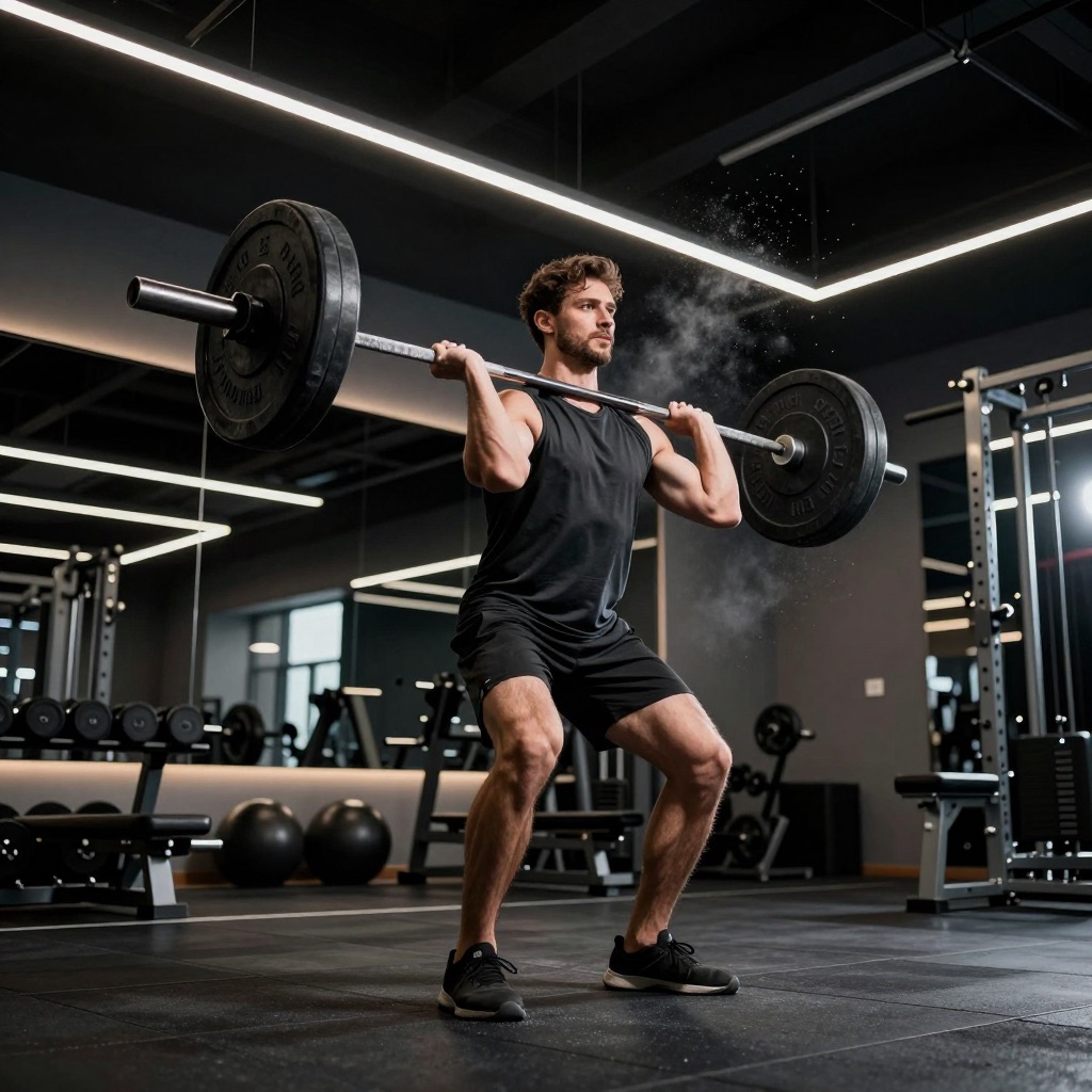 AI-generated gym visual: athlete lifting a barbell